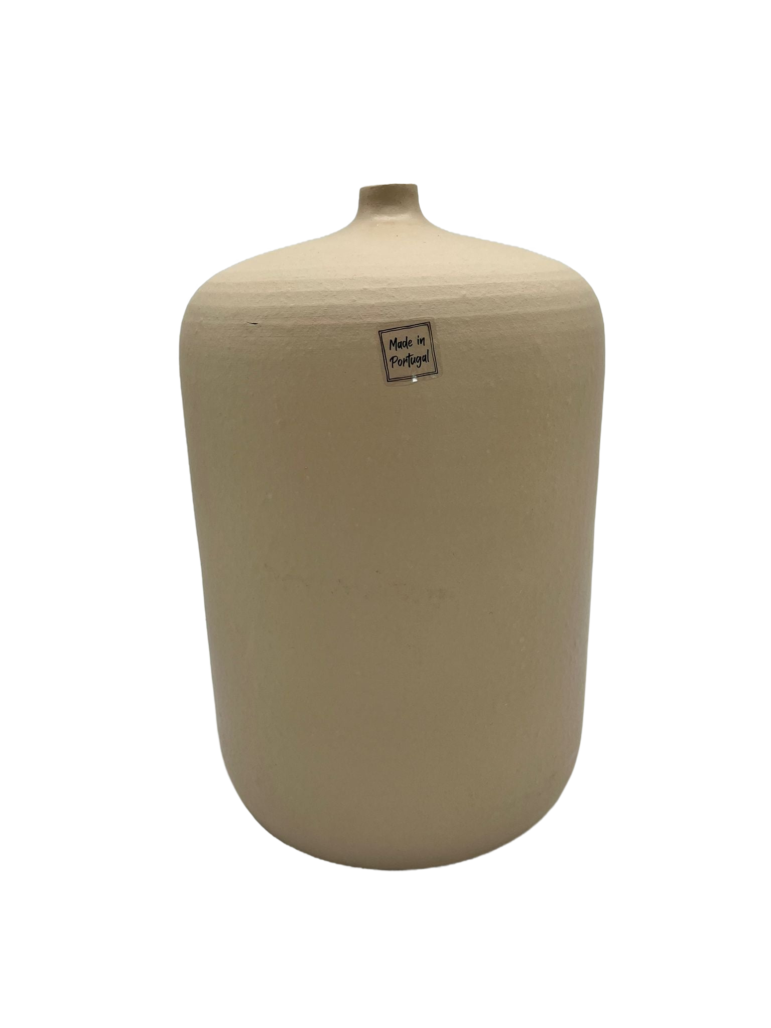 Jarrón/botella de terracota beige, fabricado en Portugal (grande)
