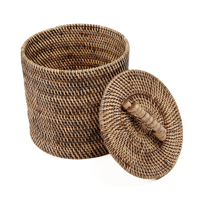 Der Rattan-Mülleimer niedrig – Naturbraun - Pimis Living