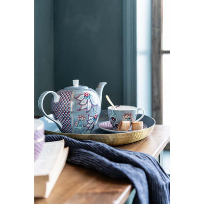 Tea Pot Large Flower Festival Light Blue 1.6ltr - Pimis Living