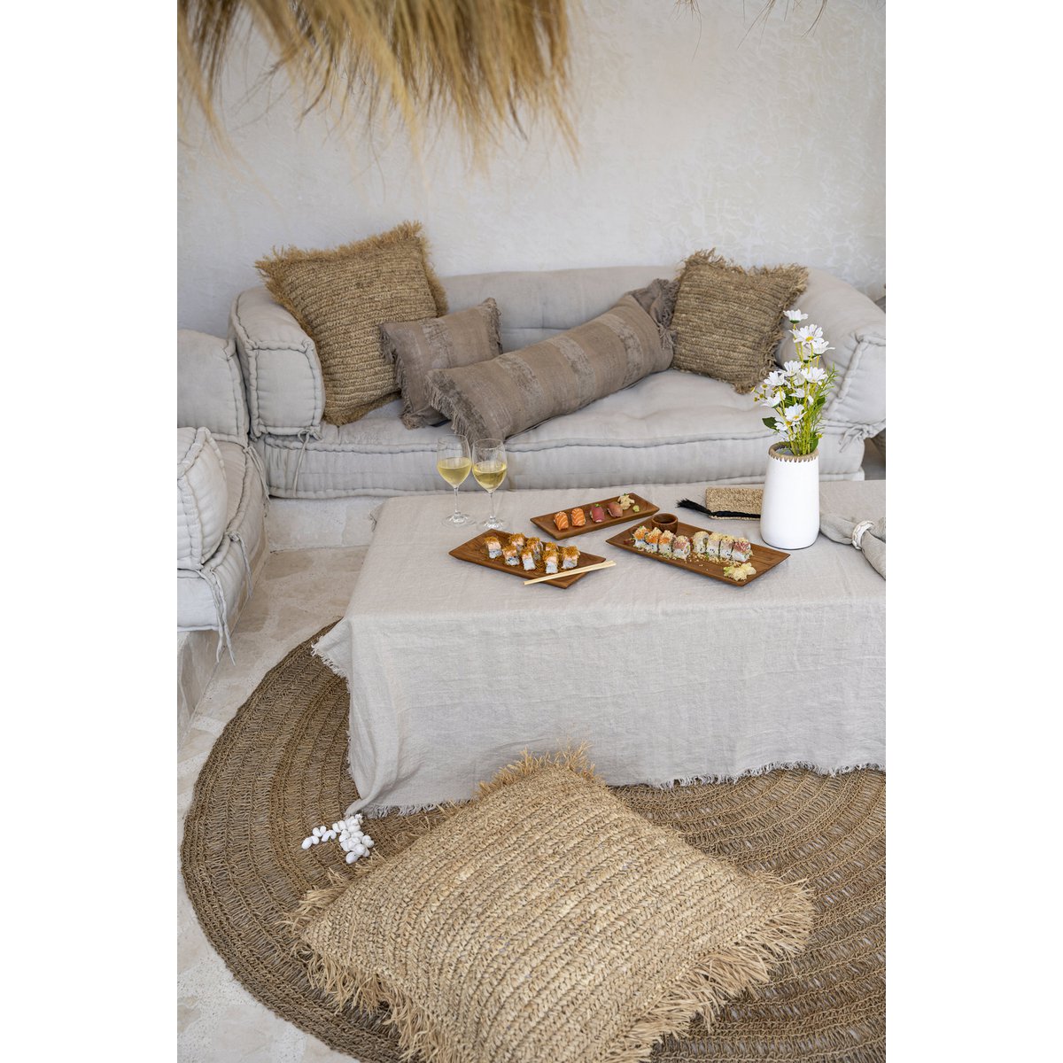 Die Leinentischdecke – Beige – 150 x 150 - Pimis Living