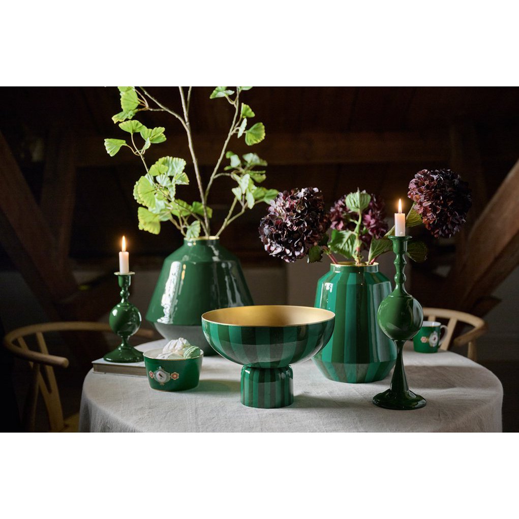 Vase Metal Stripes Green 24x29cm - Pimis Living