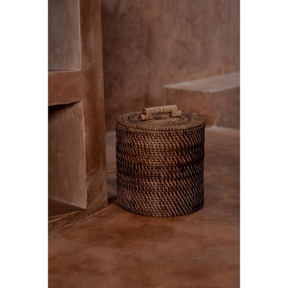 Der Rattan-Mülleimer niedrig – Naturbraun - Pimis Living