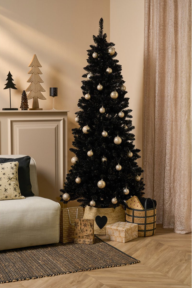 Weihnachtsbaumrock mit Herz - L50 x B50 x H26 cm - Maisblatt - Creme, schwarz