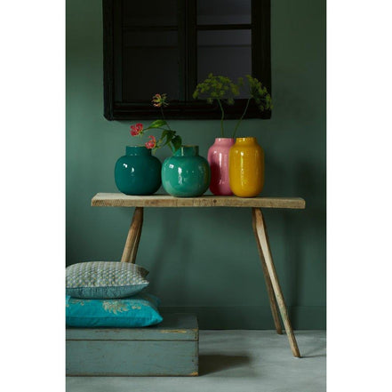 Vase Metal Oval Yellow 30cm