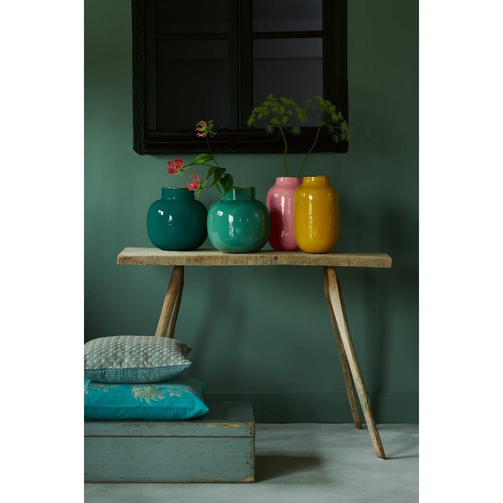 Vase Metal Oval Yellow 30cm