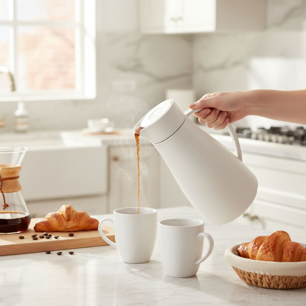 Weiße isolierte Kaffeemaschine 1l