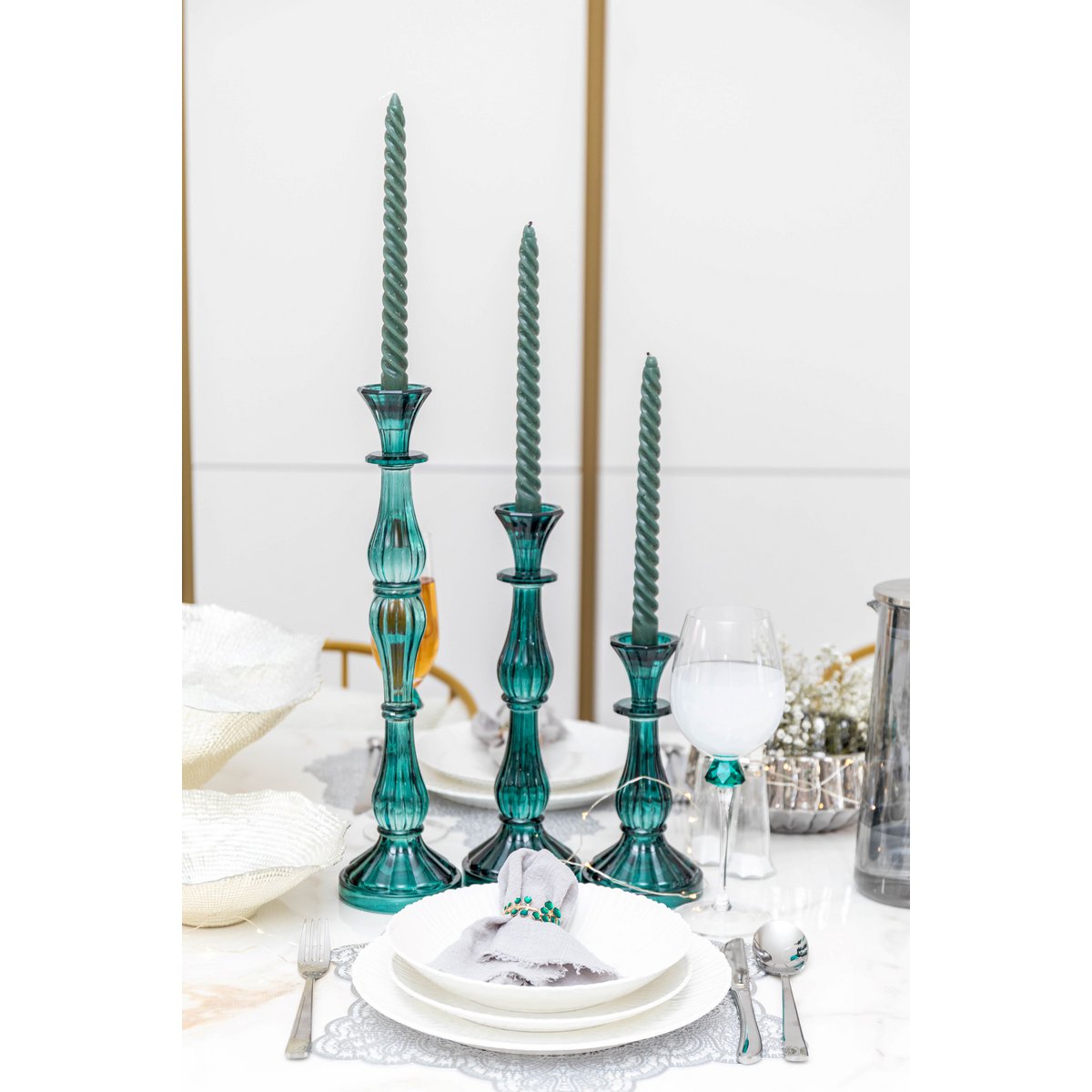 Türkis Candlestick Großes Modell H41CM - Pimis Living