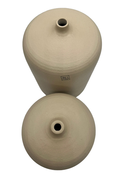 Jarrón/botella de terracota beige, fabricado en Portugal (grande)