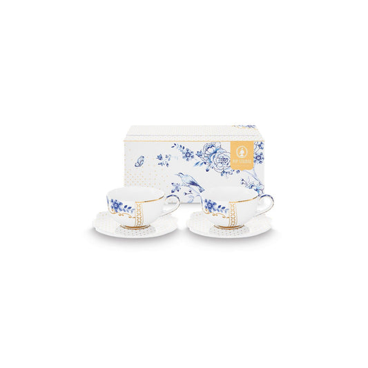 Set/2 Espresso Cups & Saucers Royal White - Pimis Living