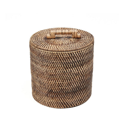 Der Rattan-Mülleimer niedrig – Naturbraun - Pimis Living