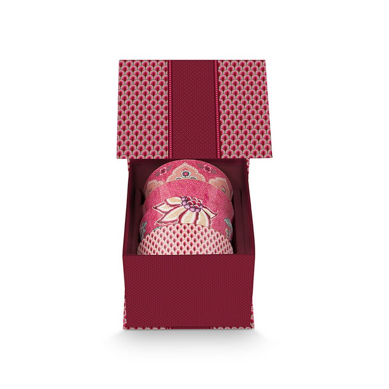 Giftset Bowls Oriental Flower Festival Dark Pink 12cm - Pimis Living