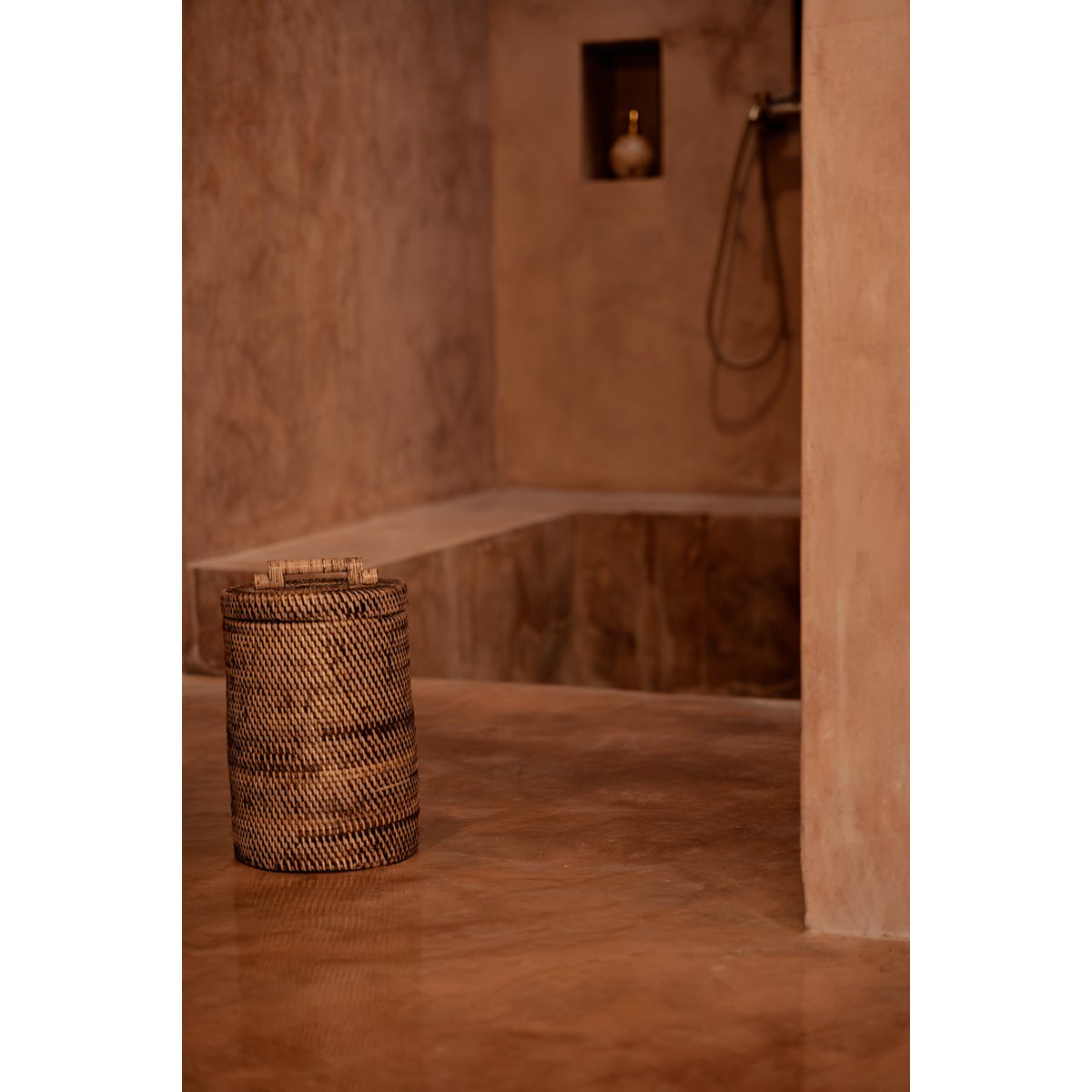 Der Rattan-Mülleimer hoch – Naturbraun - Pimis Living