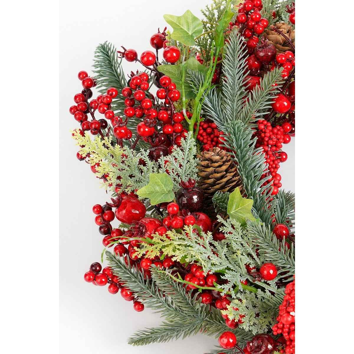 Norah Weihnachtskranz mit Kiefernkegeln - H13 x Ø50 cm - rot