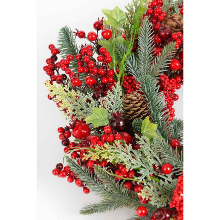Norah Weihnachtskranz mit Kiefernkegeln - H13 x Ø50 cm - rot