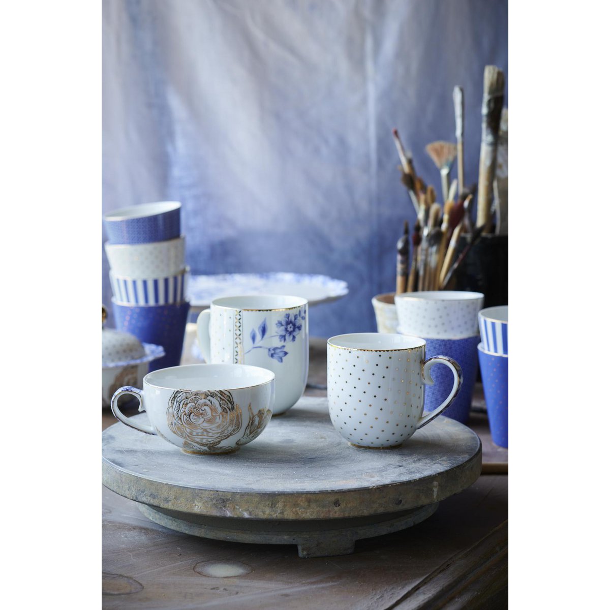 Set/2 Mugs Large Royal White - Pimis Living