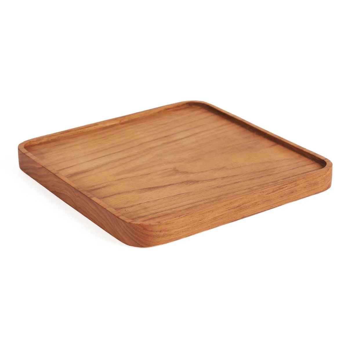 Der quadratische Teller aus Teakholz – Natur – S Bazar Bizar Living