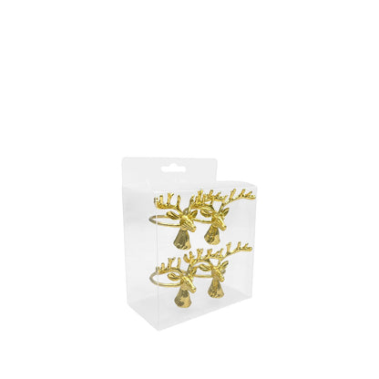Set mit 4 goldenen Rentier-Hirsch-Serviettenringen