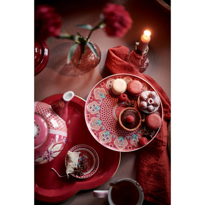 Mini Cake Tray Flower Festival Scallop Deco Dark Pink 21cm - Pimis Living