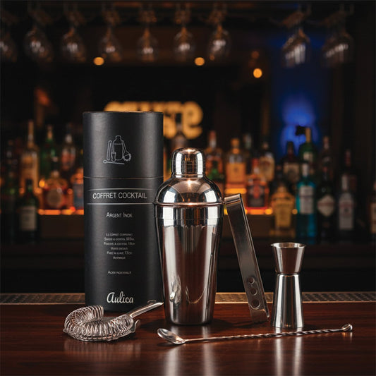 Cocktailshaker-Set 550 ml, 5-teilig, silberfarben - Pimis Living