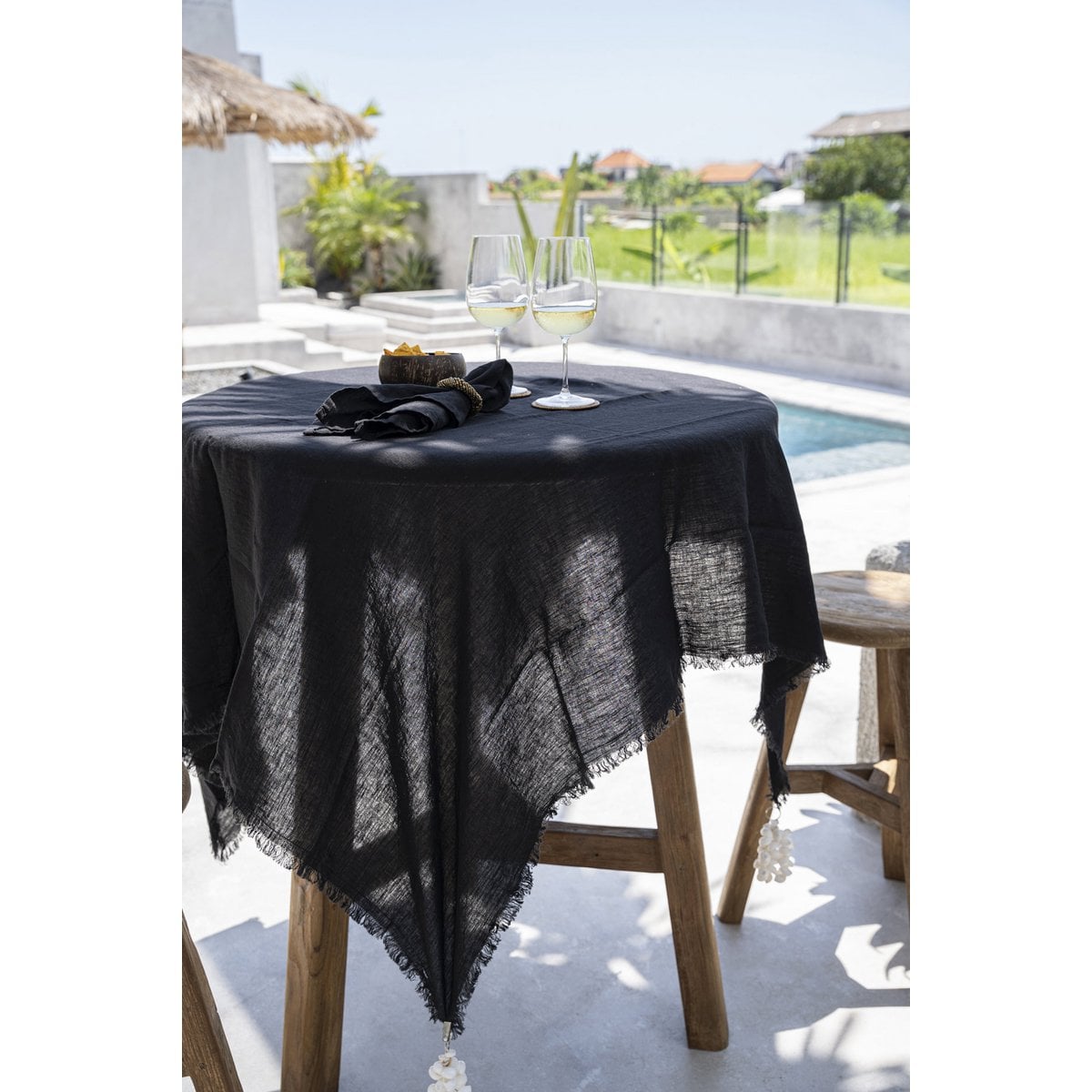 Die Leinentischdecke – Schwarz – 150 x 200 - Pimis Living