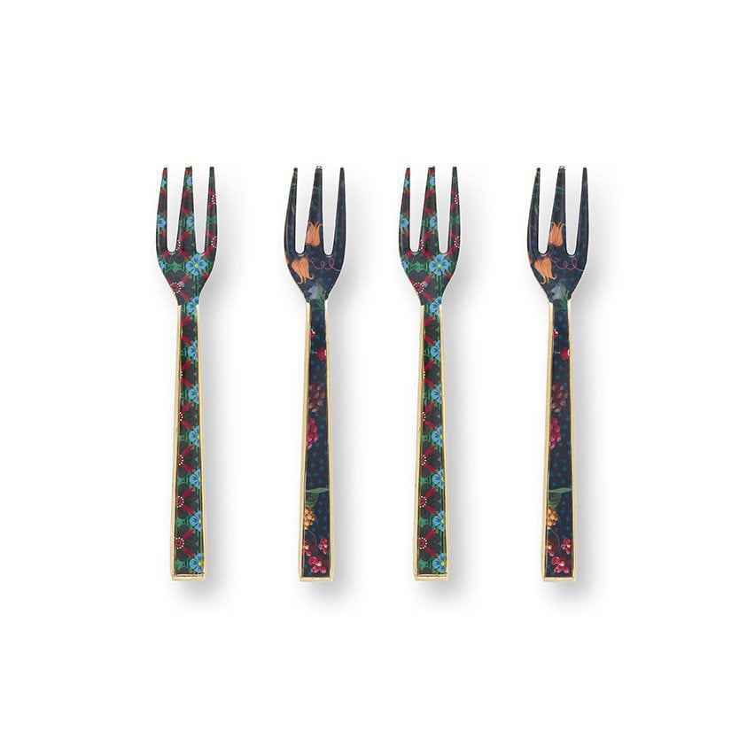 Set/4 Cake Forks Enamelled Berry Blues 14.5cm - Pimis Living
