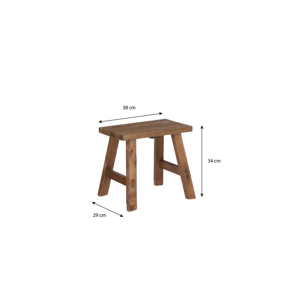 Mutiger Holzhocker – L38 x B29 x H34 cm – recyceltes Holz – Braun - Pimis living by Konceptpunkt