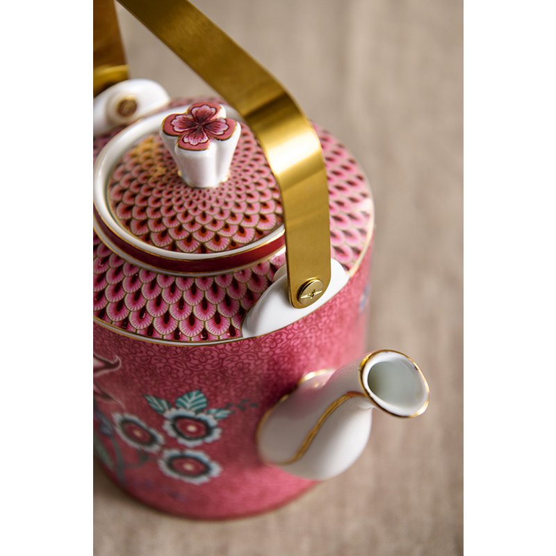 Giftset Teapot Oriental Flower Festival Dark Pink 1 ltr - Pimis Living
