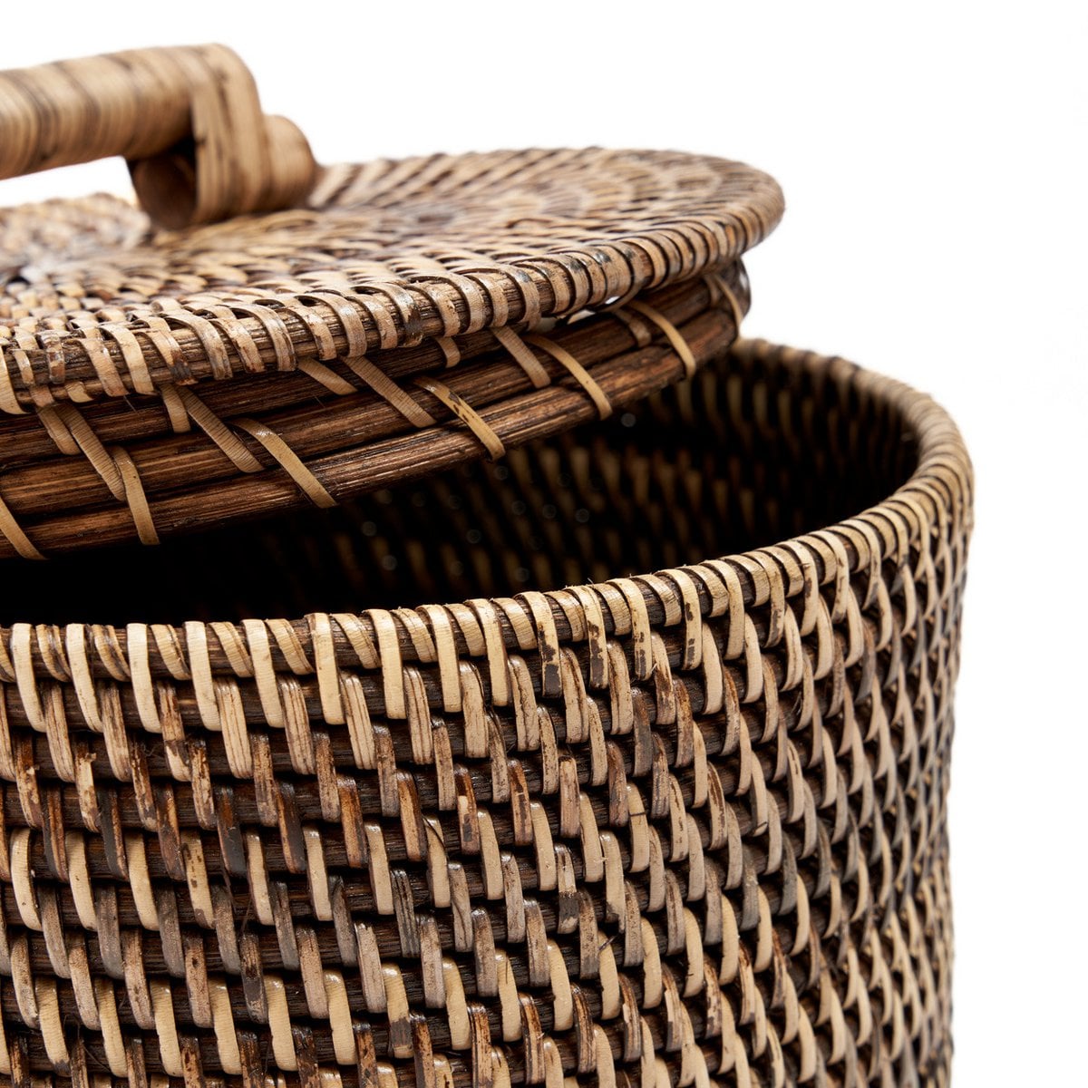 Der Rattan-Mülleimer niedrig – Naturbraun - Pimis Living