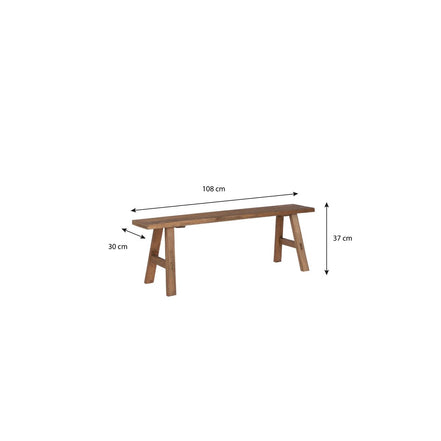 Bold wooden bench – L108 x W20 x H37 cm – recycled wood – brown