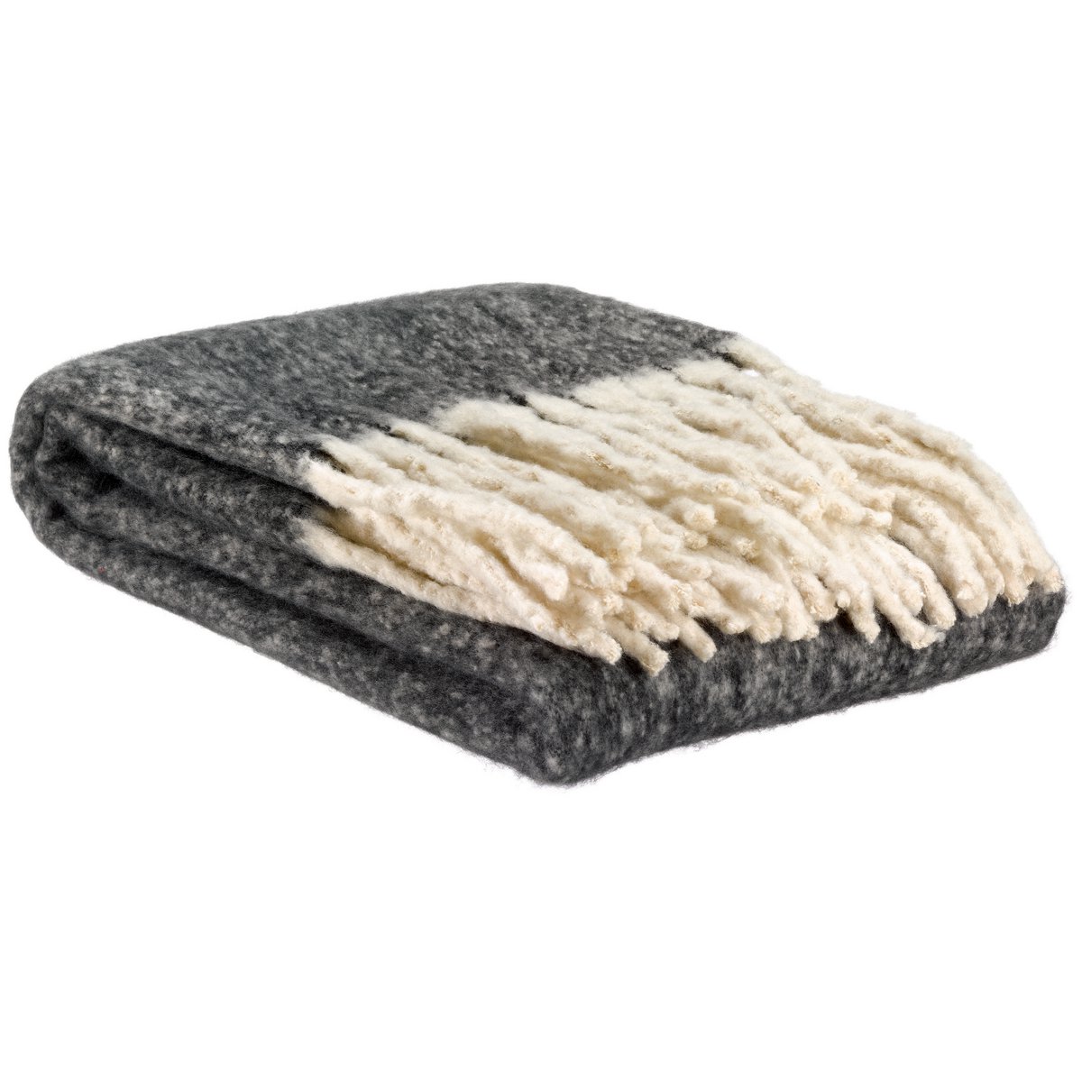 Schlichte, recycelte Decke Isabel Caviar 130 x 160 - Pimis Living