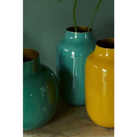 Vase Metal Oval Yellow 30cm