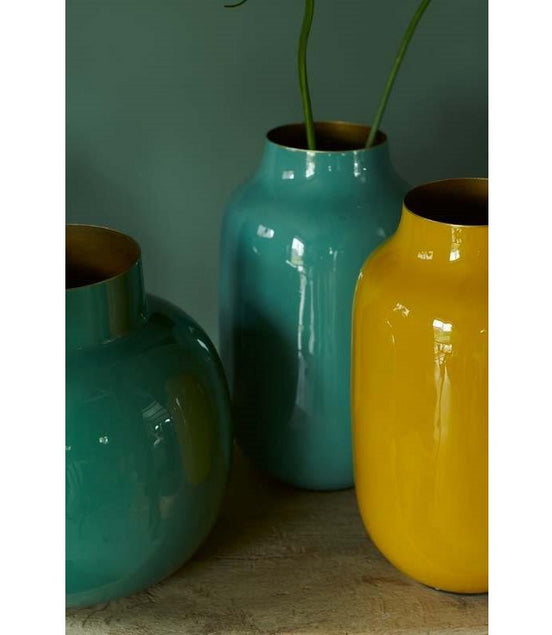 Vase Metal Oval Yellow 30cm