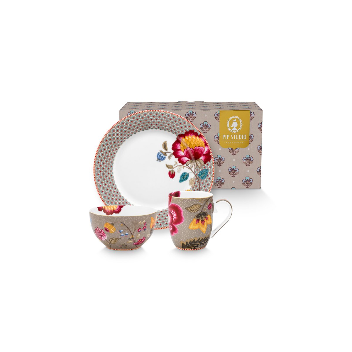Set/3 Breakfast Set Blooming Tales Fantasy Khaki - Pimis Living