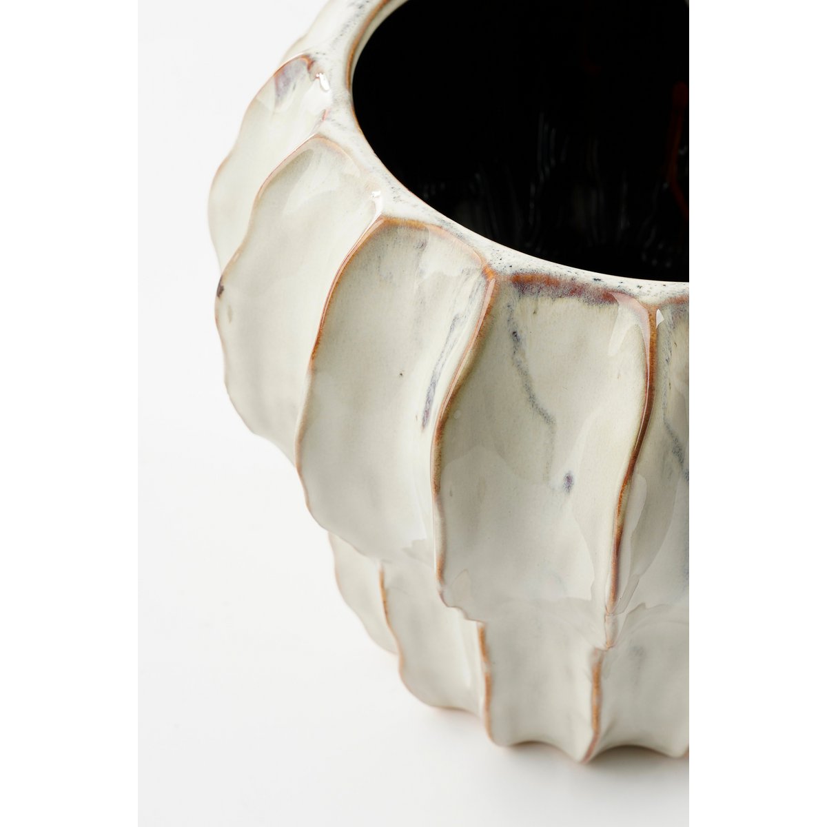 Altea Blumenpot im Inneren - H20 x Ø25 cm - Keramik - Weiß - Pimis living by Konceptpunkt