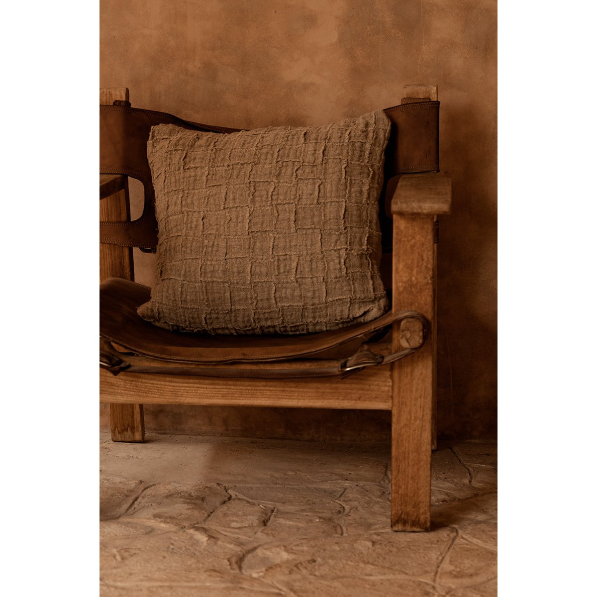 Der Leinen-Damier-Kissenbezug – Natur Bazar Bizar Living
