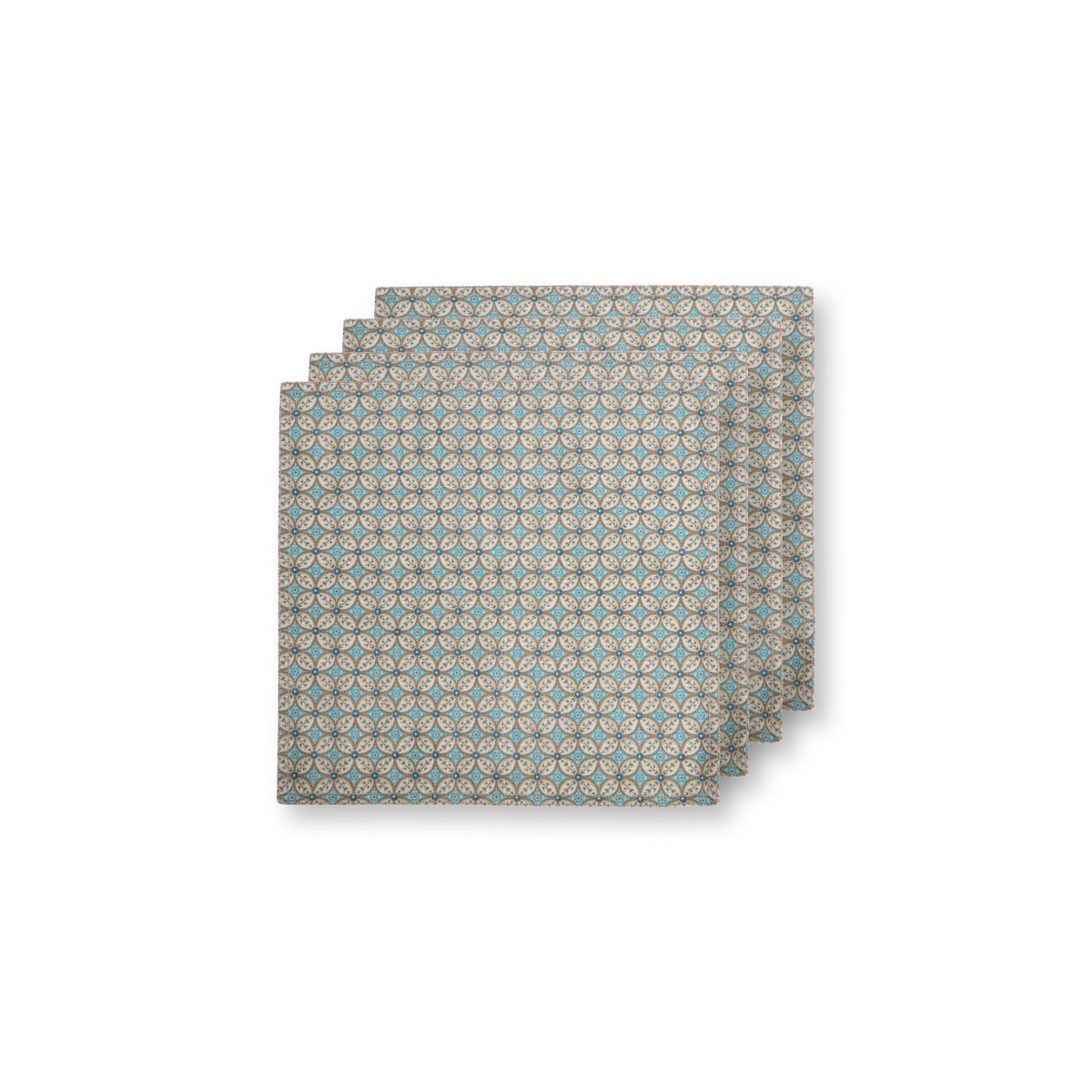 Set/4 Napkins Blooming Tales Bustani Khaki-Blue 40x40cm - Pimis Living