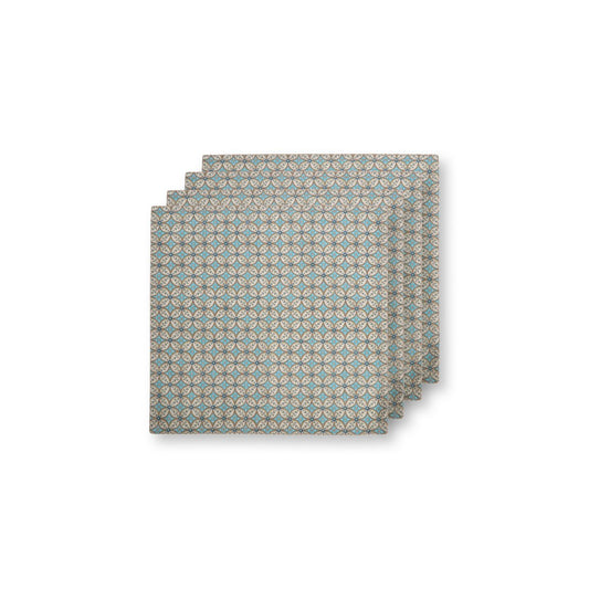 Set/4 Napkins Blooming Tales Bustani Khaki-Blue 40x40cm - Pimis Living