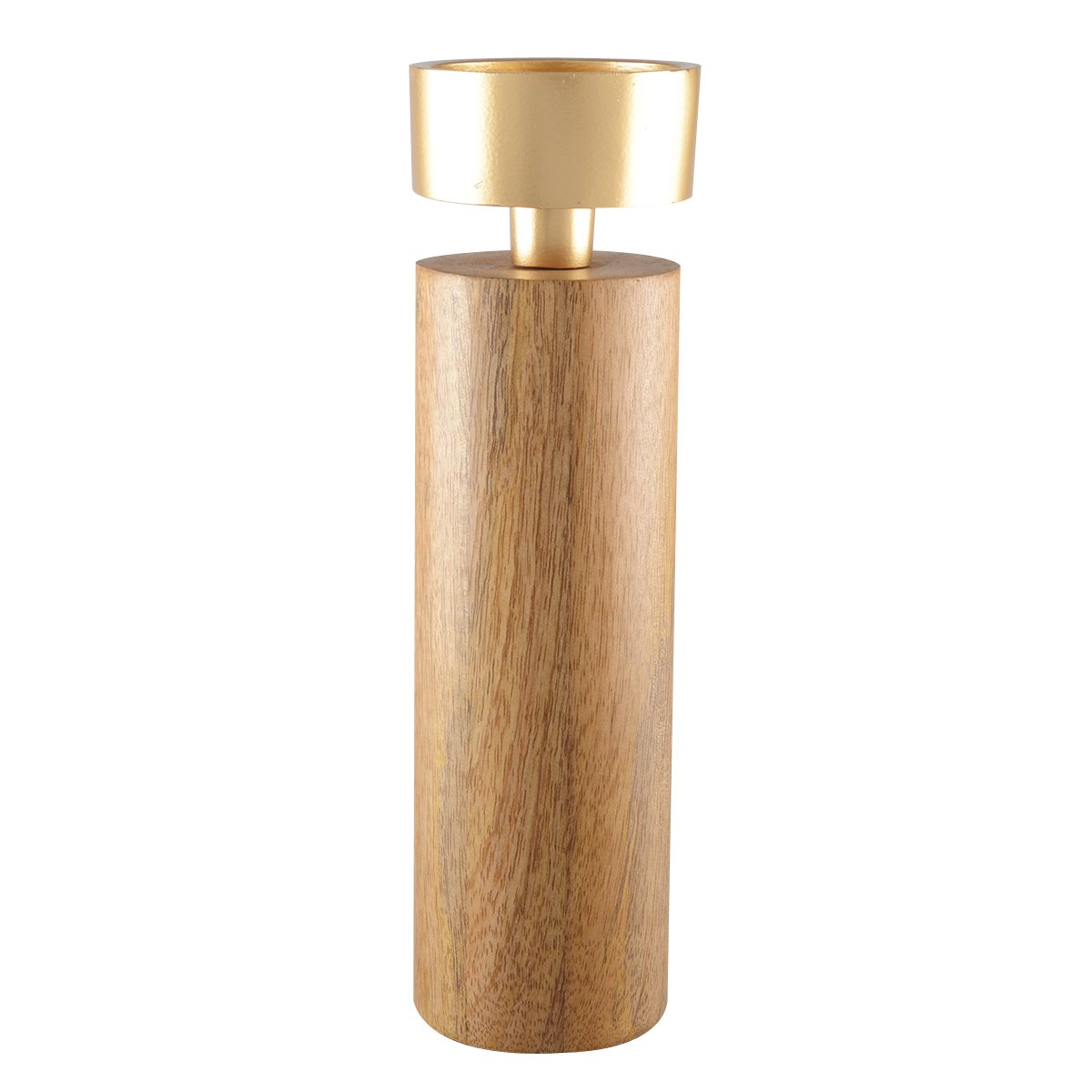 Holz- und goldener Metallkerzenhalter 27 cm - Pimis Living