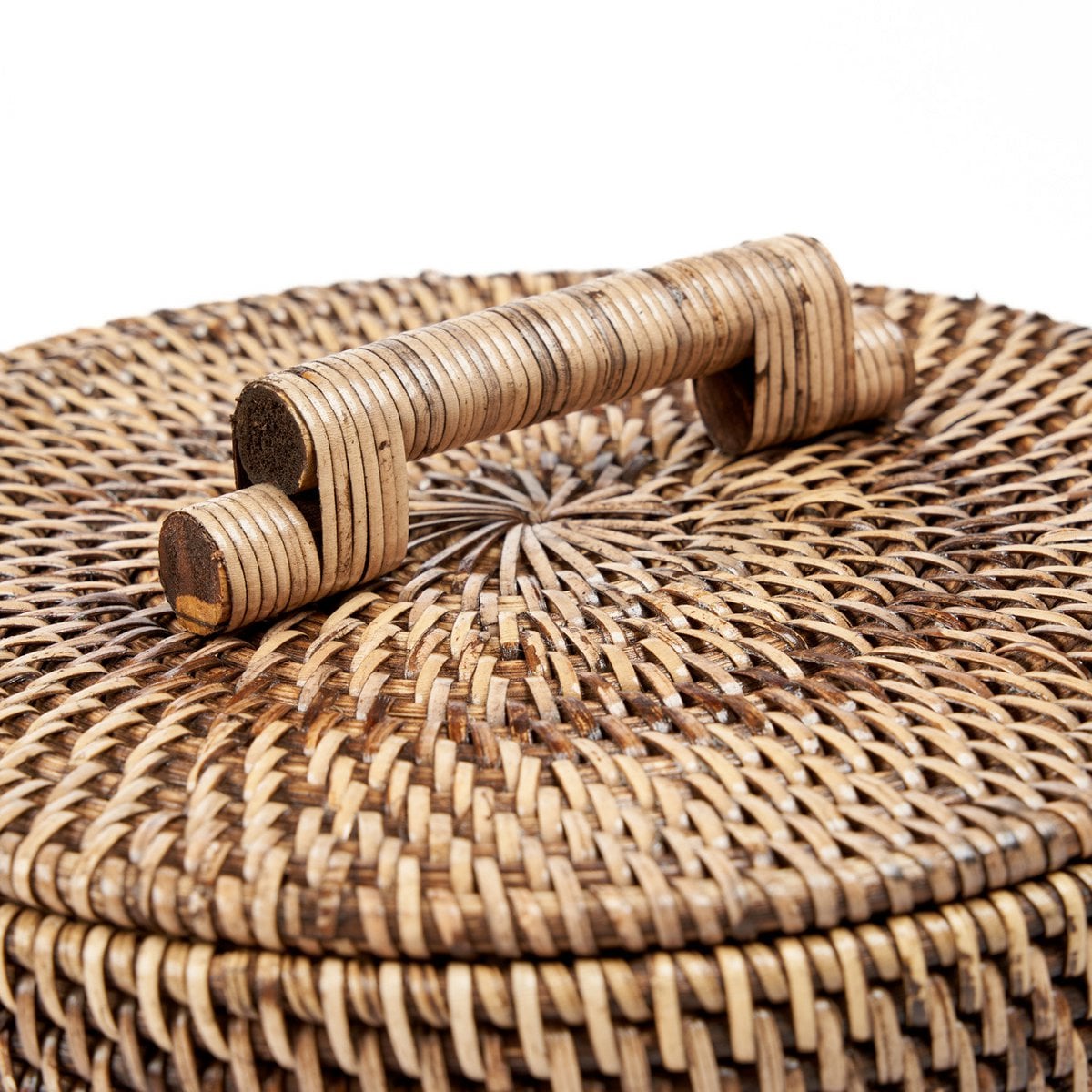 Der Rattan-Mülleimer niedrig – Naturbraun - Pimis Living
