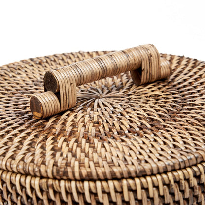 Der Rattan-Mülleimer niedrig – Naturbraun - Pimis Living