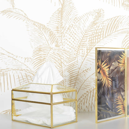 Transparente Quadrat -Taschentuch -Box Goldene Kante 23x13x13cm - Pimis Living