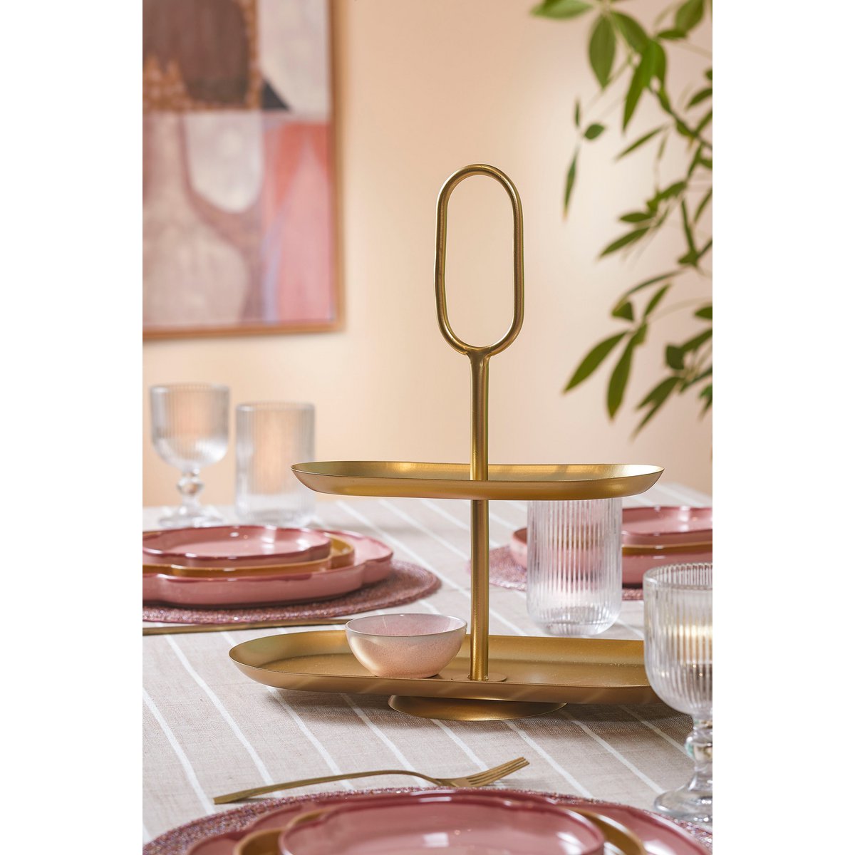 Rama Etagere 2 Ebenen – L38 x B17 x H37 cm – Metall – Gold - Pimis living by Konceptpunkt