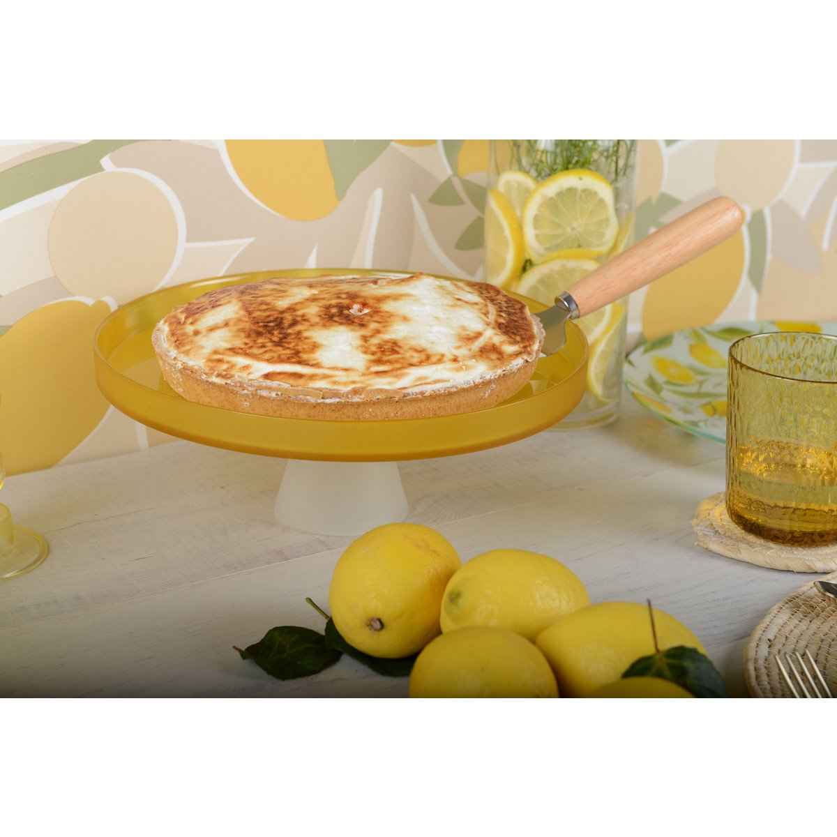 28 cm weiß -an -weiß Kuchenschale -Zitrone AULICA