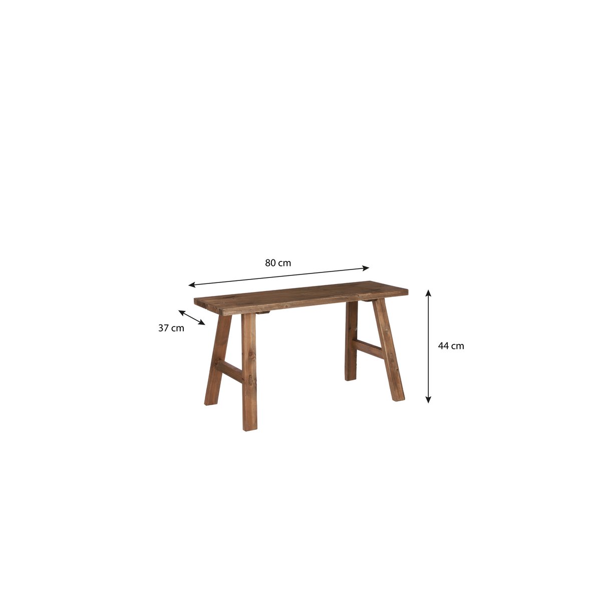 Bold wooden bench – L80 x W37 x H44 cm – recycled wood – brown