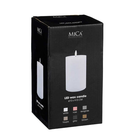 LED candle – H15 x Ø10 cm – wax – taupe