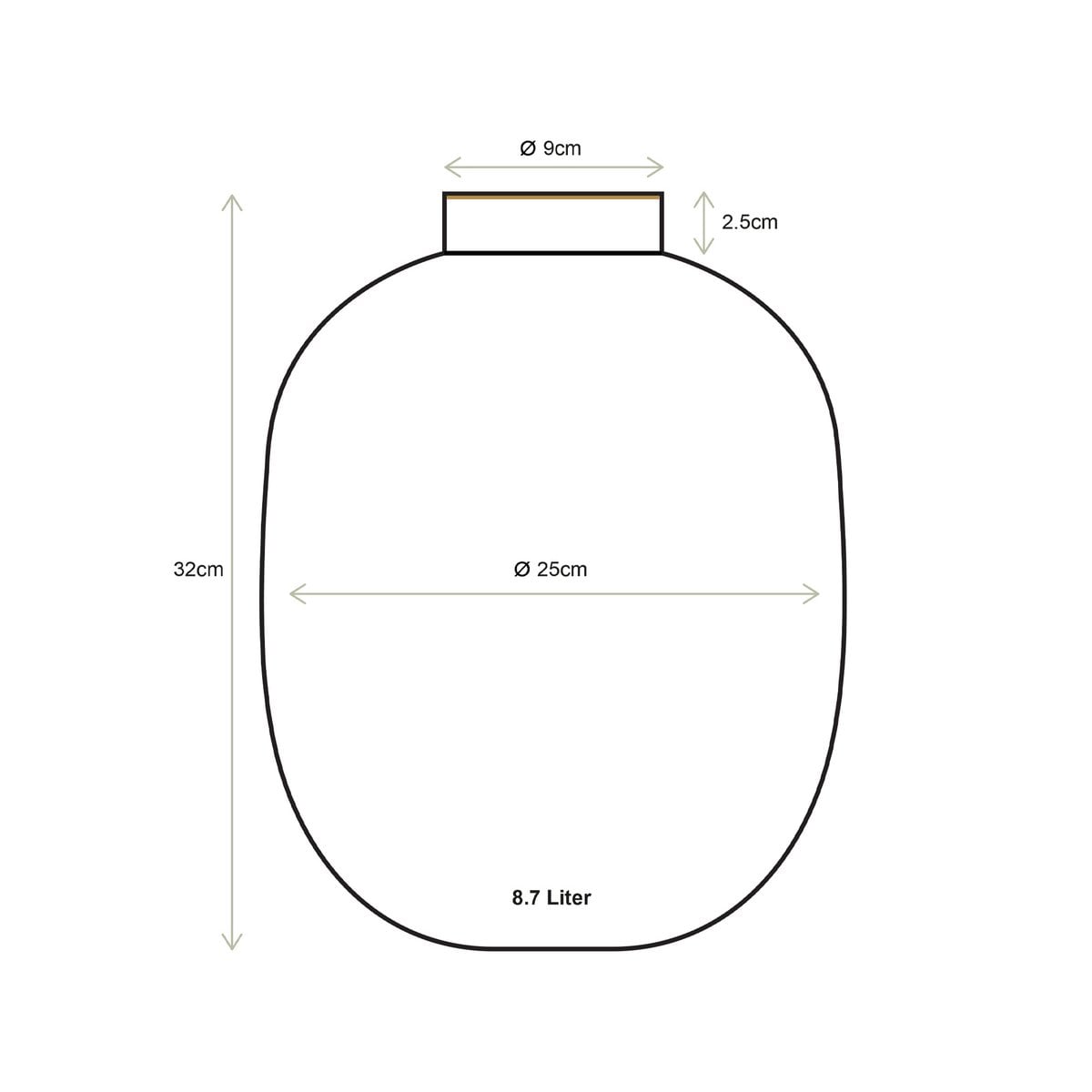 Vase Metal Green 32cm - Pimis Living