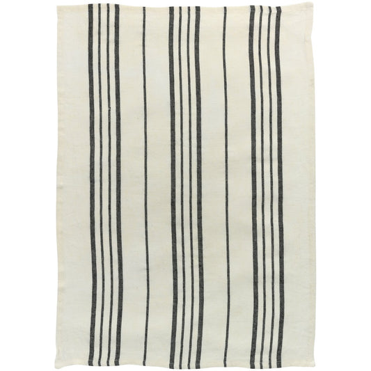 Karma Gestreiftes Geschirrtuch Ecru/Schwarz 55 x 75 - Pimis Living