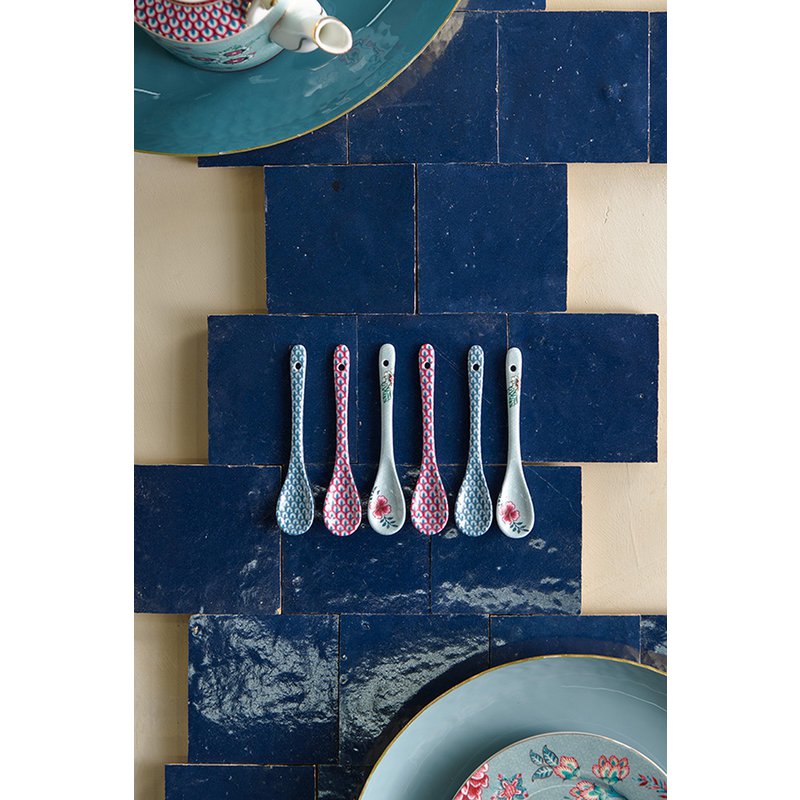 Giftset Teaspoons Oriental Flower Festival Blue 13cm - Pimis Living