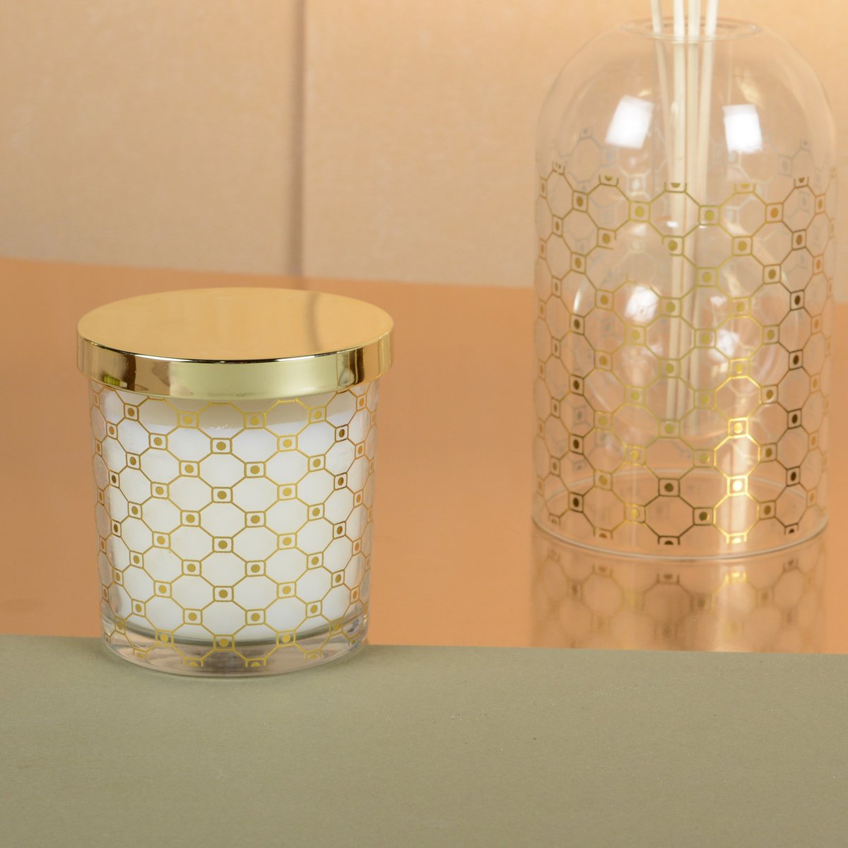 Goldene Moschuskerze mit Cover 7,8x8,2 cm - Pimis Living