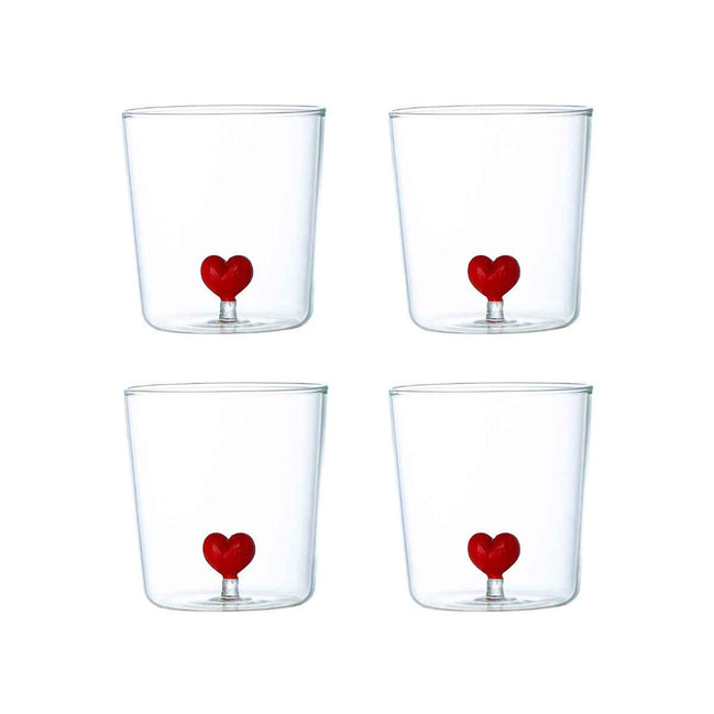 Herzförmige Wassergläser 300 ml – 4er-Set AULICA
